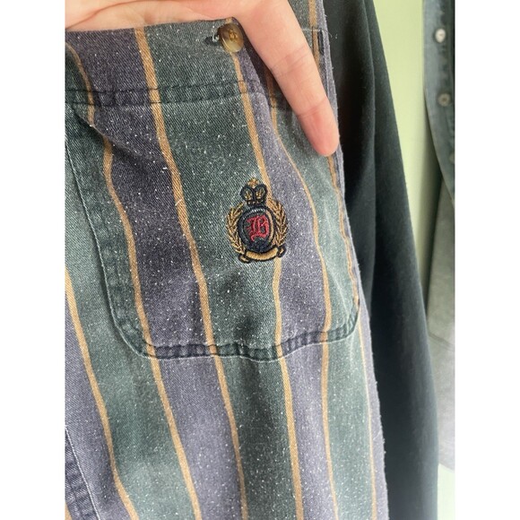 color blocked stripes two tone bugle boy button up size large 90's hipster dad - Picture 3 of 10